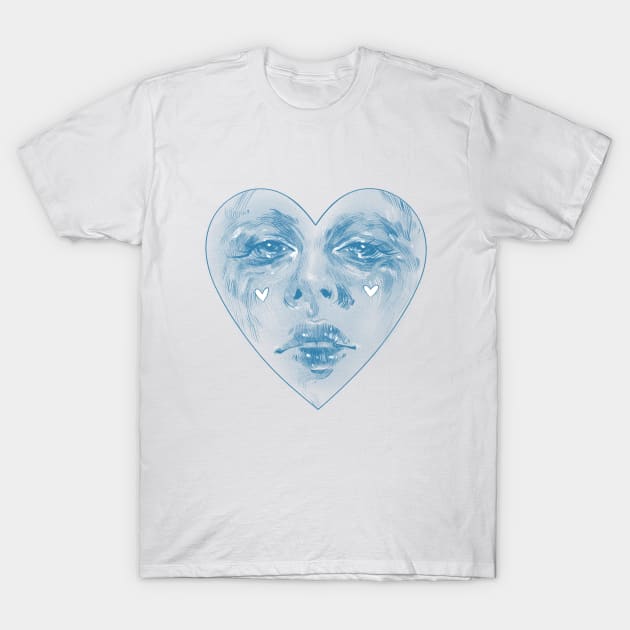 heart face T-Shirt by Inkdoski